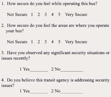 Transit Operator Security Perception
Questionnaire